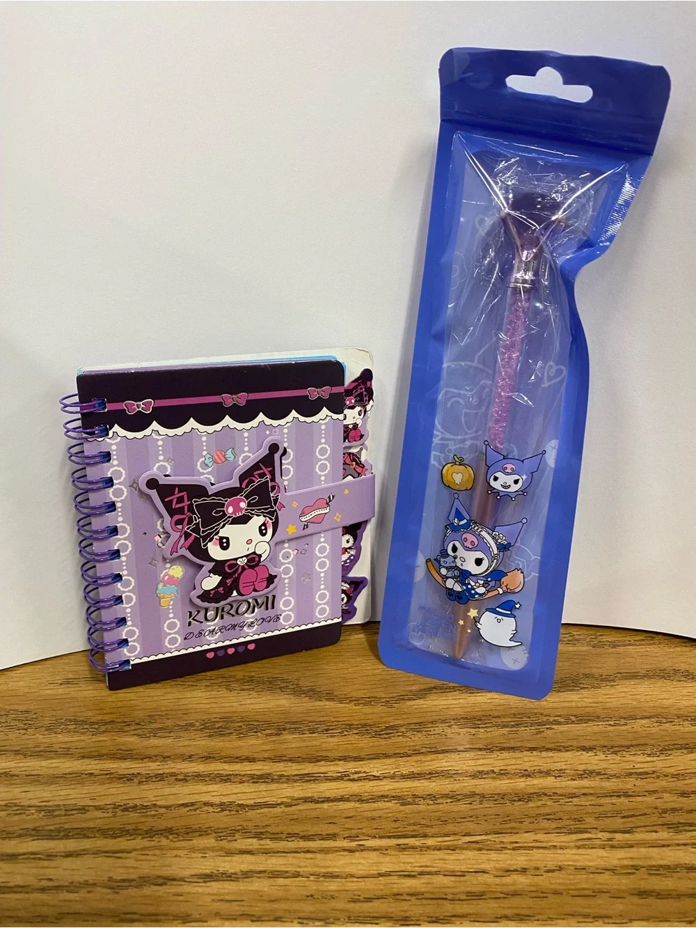Kuromi Spiral Notebook & Pen Set - Purple